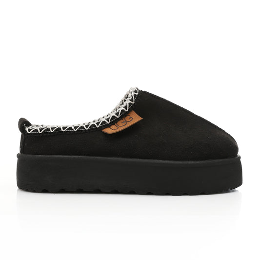 Platform Cozy Loafer Slipper - Black