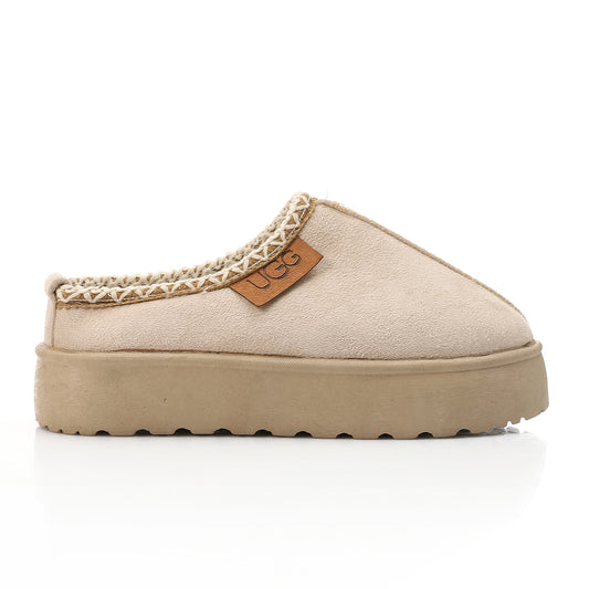 Platform Cozy Loafer Slipper - Beige