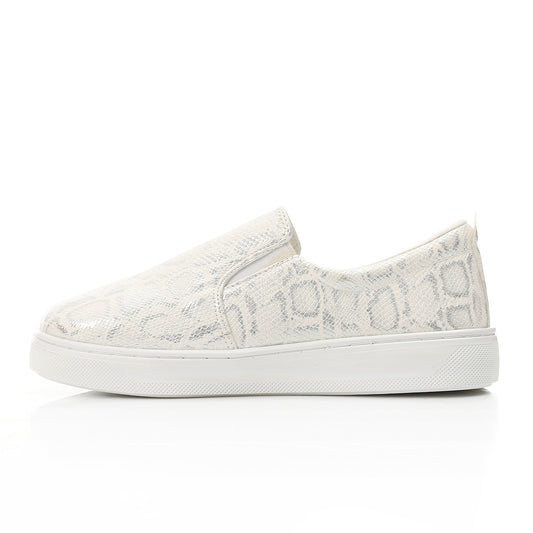 Reptile Texture Comfort Slip-On- White