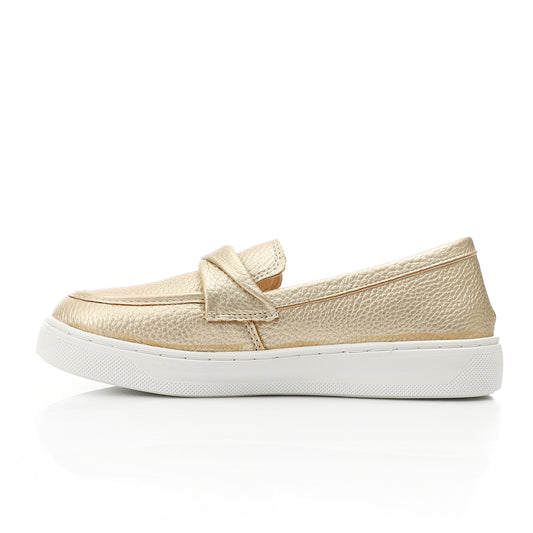 Pebbled Loafer-Sneaker - Gold