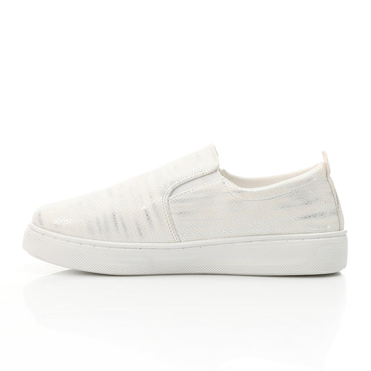 Metallic Python Stripe Sneaker - White