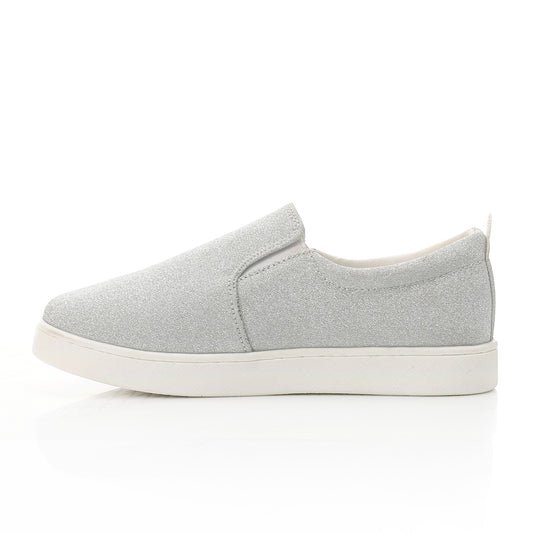 Glitter Canvas Slip-On Sneaker - Light Grey