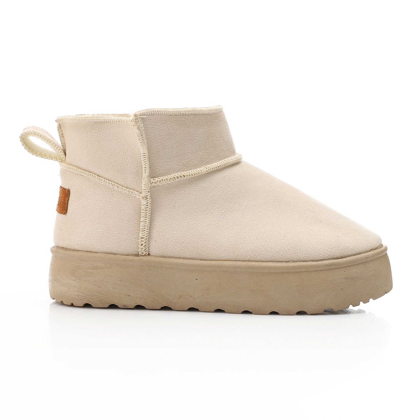 Suede Mini Ankle Boot - Beige