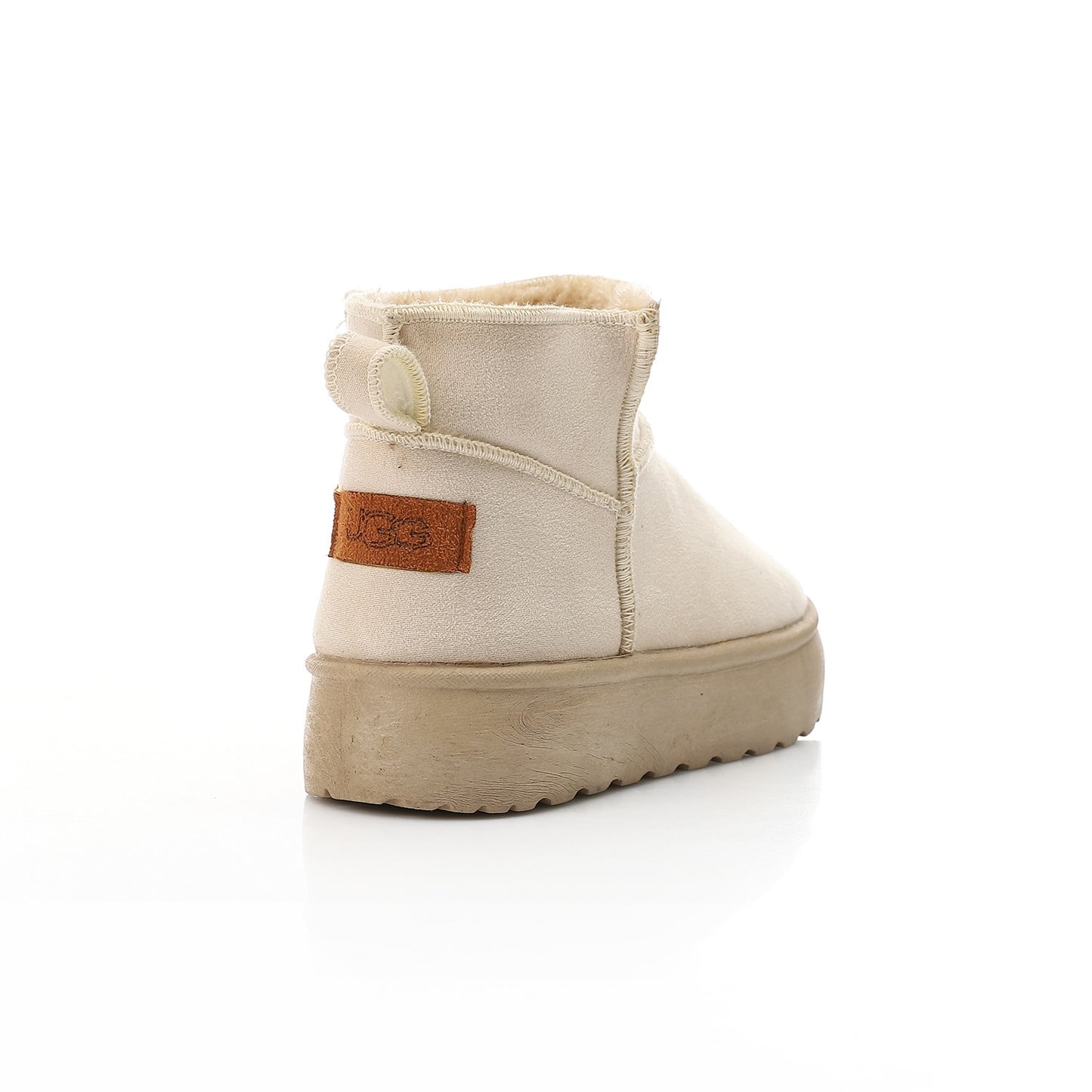 Suede Mini Ankle Boot - Beige