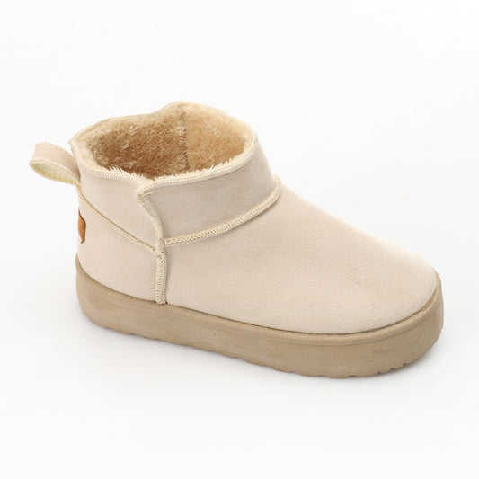 Suede Mini Ankle Boot - Beige