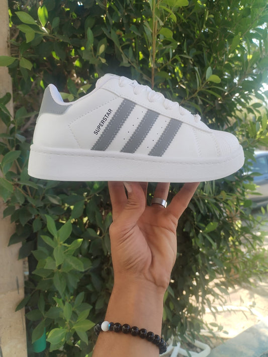 Super star shoes grey x white